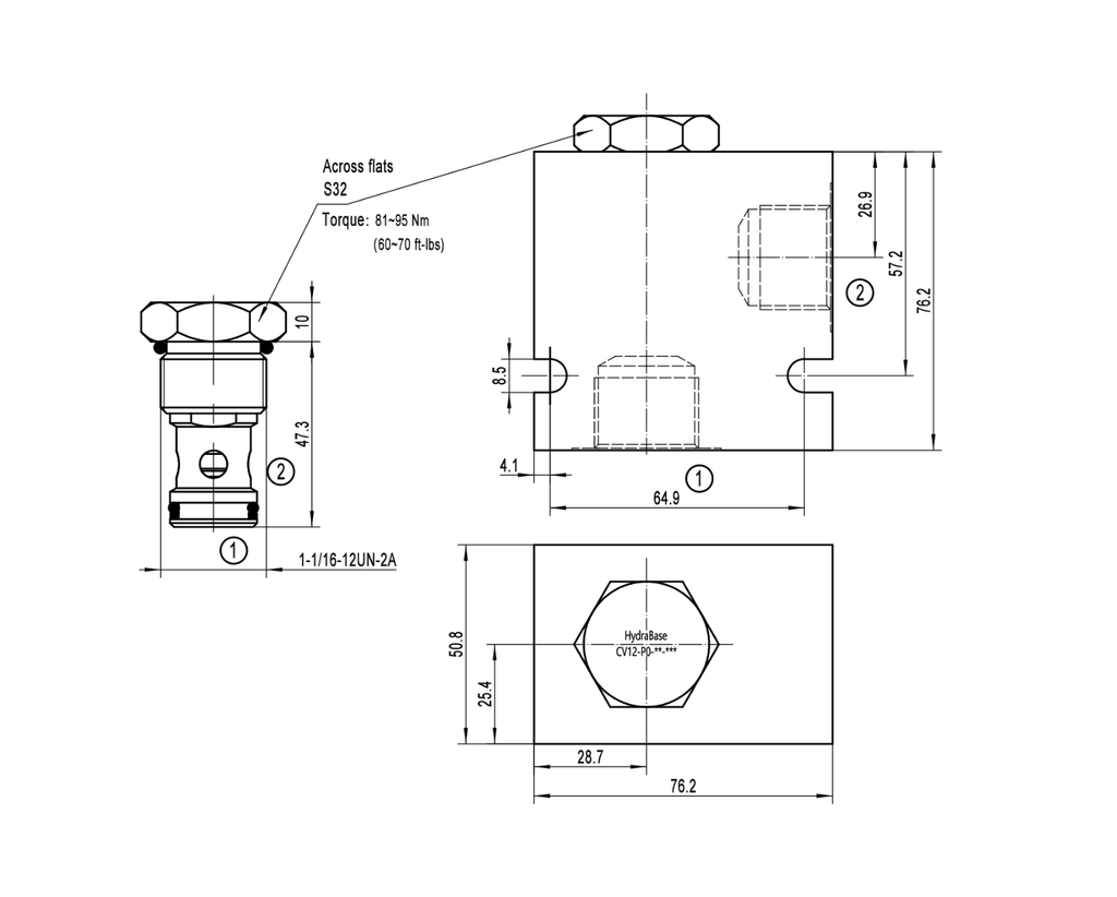 Check valve CV12-P0