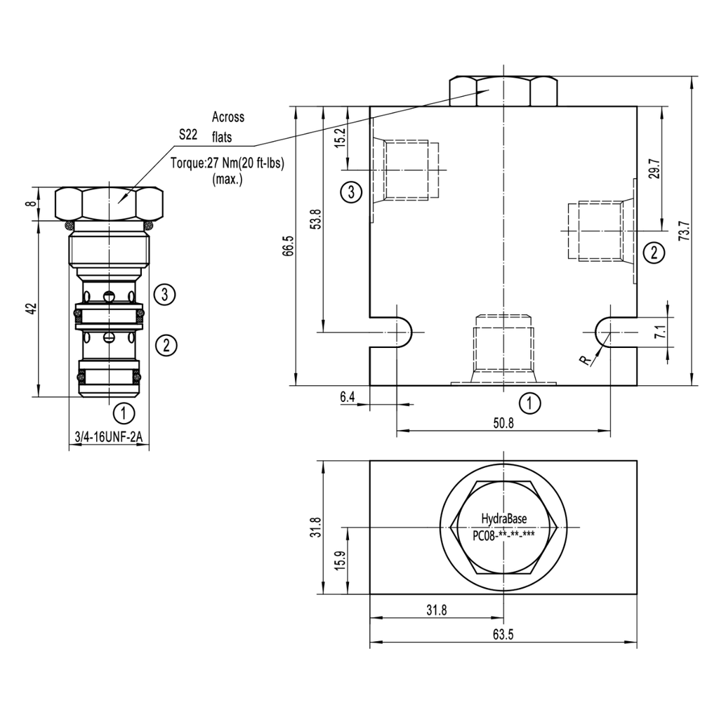 Pilot Operated Check Valve PC08-30